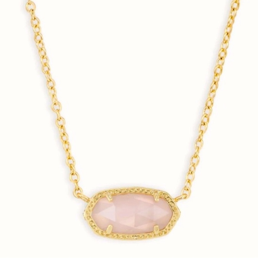 Kendra Scott Elisa Gold Pendant Necklace in Rose Quartz